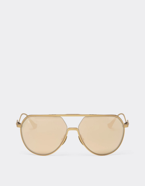  Ferrari Gafas De Sol Ferrari De Titanio Dorado Mate Con Cristales Espejados De Oro Amarillo -  Ferrari Collection Oro Satinado Os 