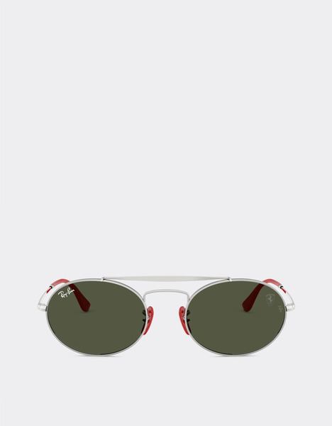  Ferrari Ray-ban For Scuderia Ferrari Rb3775m En Metal Plateado Y Rojo Con Lentes Verdes -  Gafas De Sol Plata Os 