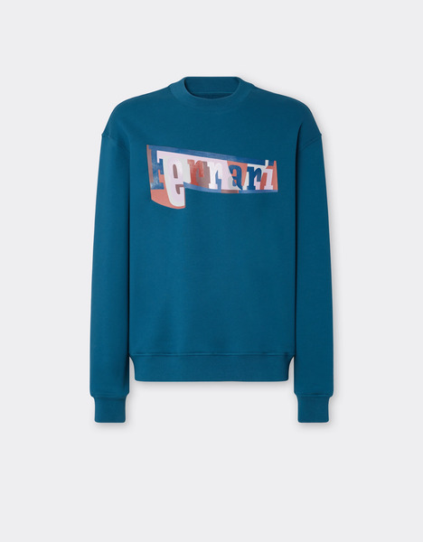  Ferrari Sudadera Con Logotipo Estampado En Bloques De Color - Male Jerséis Y Prendas De Punto Azul Pavo Real Xs 
