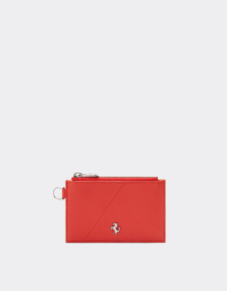  Ferrari Tarjetero De Piel Martillada Con Cremallera -  Carteras Y Pequeña Marroquinería Rosso Dino Os 