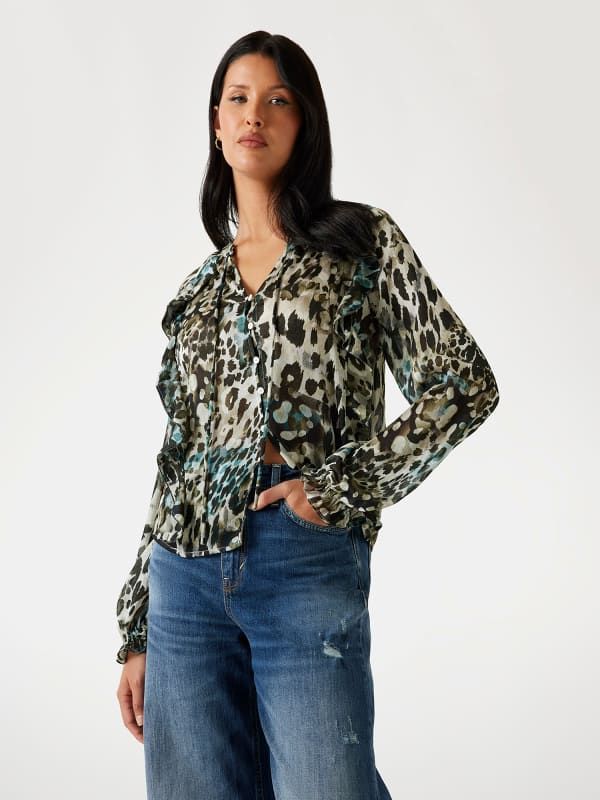  Guess Blusa Con Volantes 