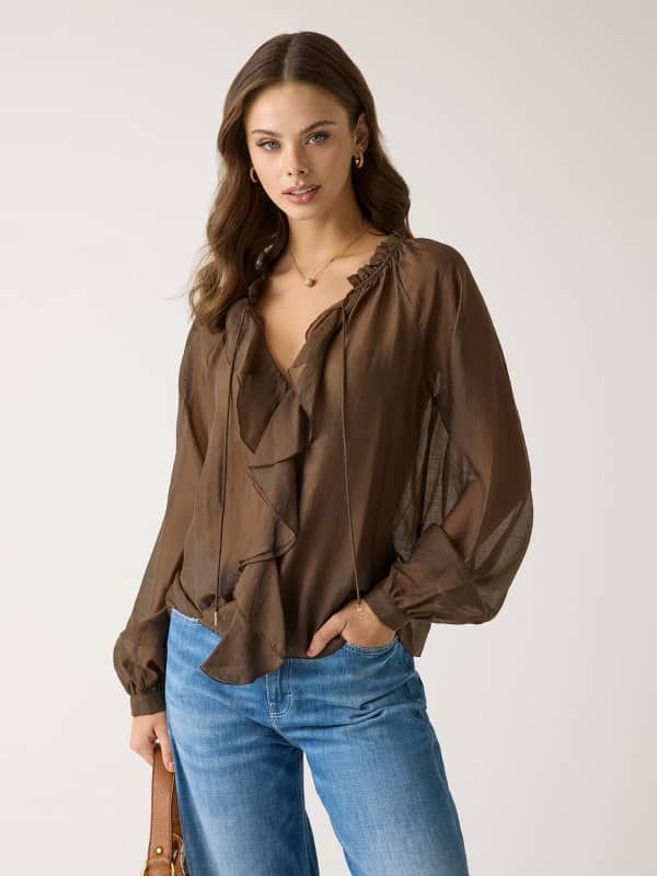  Guess Blusa Con Volantes 