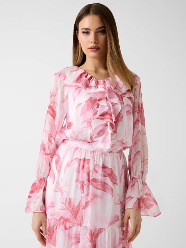  Guess Blusa Estampada Con Volantes 