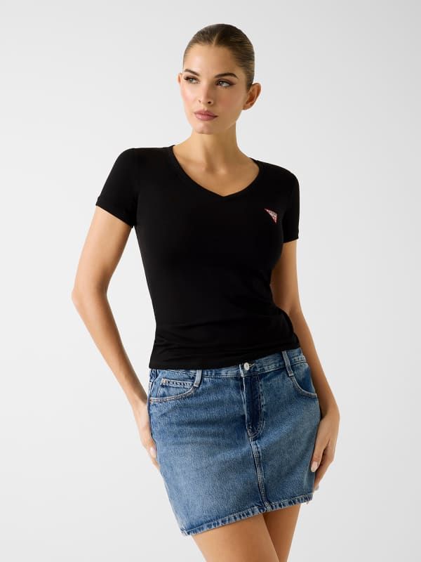  Guess Camiseta Ajustada Con Logo Triangular 