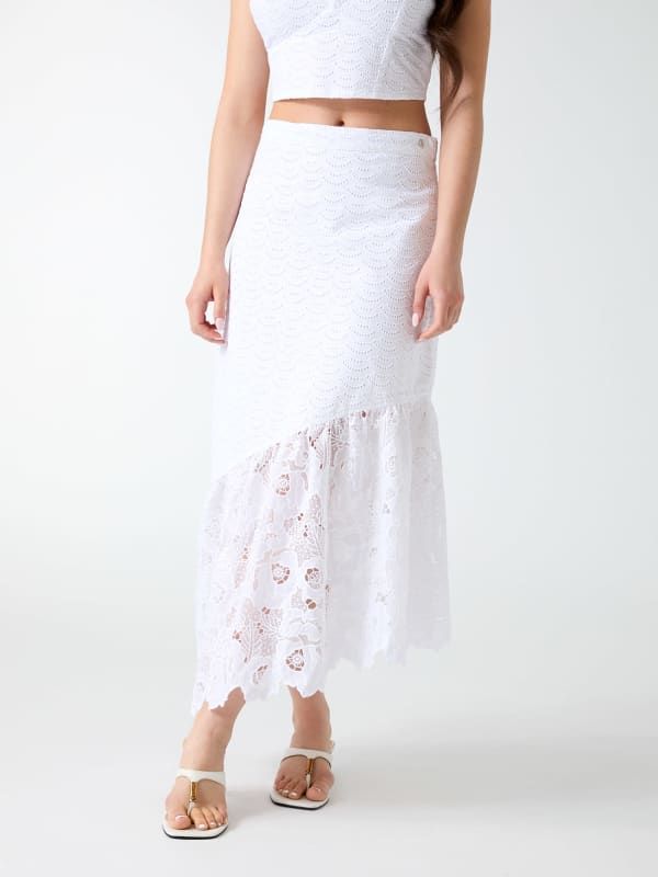  Guess Falda Midi Con Ojales 