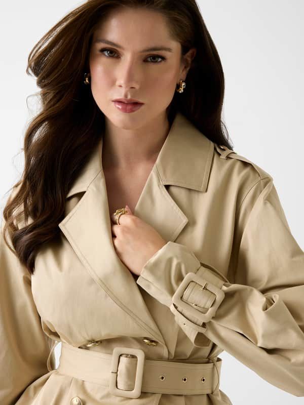  Guess Gabardina Corta Con Cinturón 