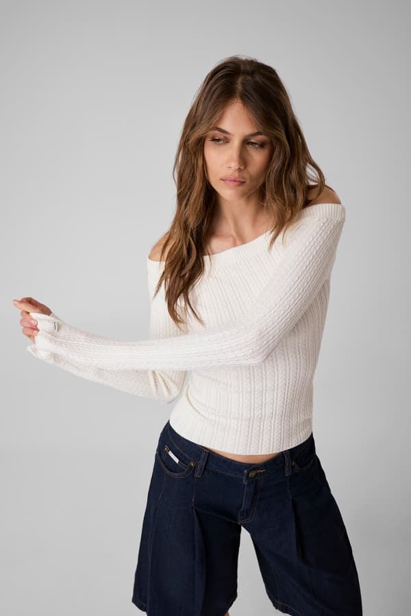  Guess Jersey Hombros Descubiertos 