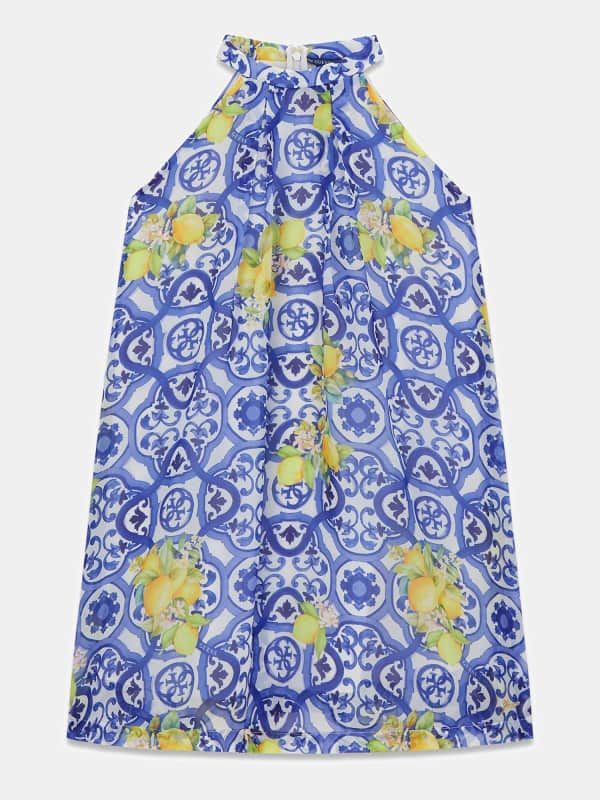  Guess Kids Vestido Impreso Con Cuello Halter 