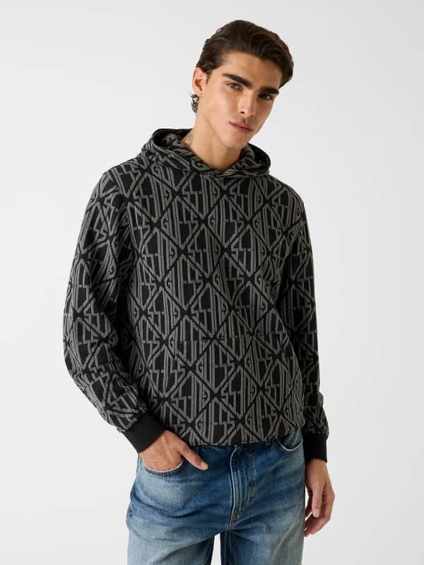  Guess Sudadera Capucha Logo Jacquard 