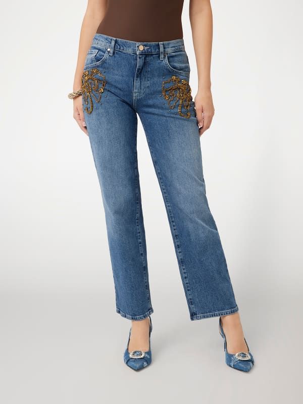 Guess Vaqueros Rectos Con Cuentas 