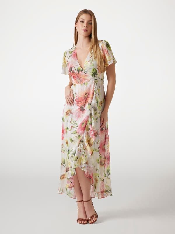  Guess Vestido Largo Con Estampado Floral 