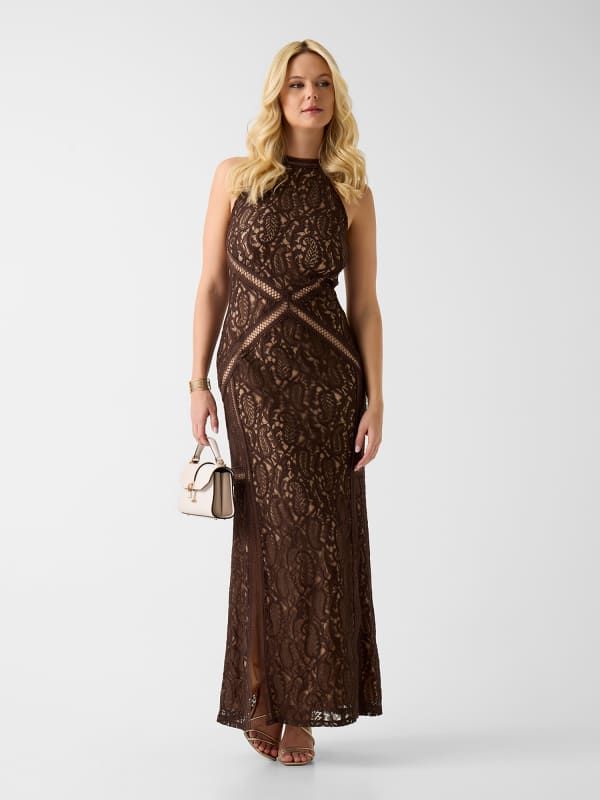  Guess Vestido Largo De Encaje 