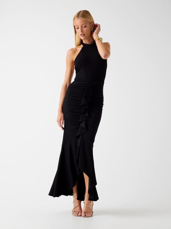  Guess Vestido Maxi Con Volantes 