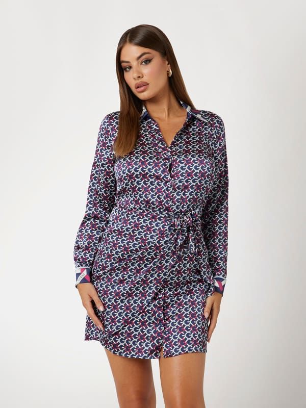  Guess Vestido Mini Con Estampado Integral 