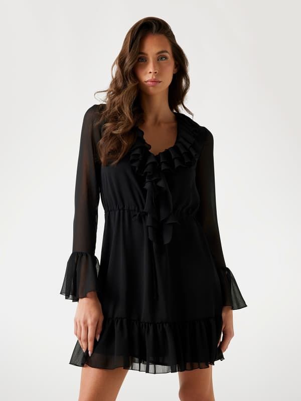  Guess Vestido Mini Con Volantes 