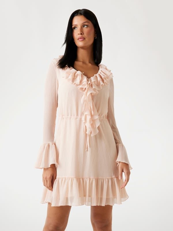 Guess Vestido Mini Con Volantes 