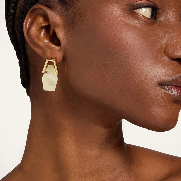  La Doublej Earrings Women - Portal Earrings 24k Gold Plate & Green Resin One Size 60% Resin 40% Brass 