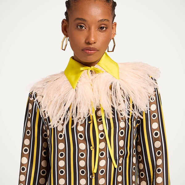  La Doublej Foulards & Scarves Women - La Scala Collar Solid Yellow One Size 98% Polyester 2% Ostrich Feathers 
