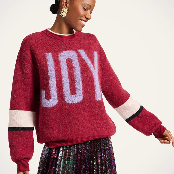  La Doublej Knitwear Women - Joy Sweater Color Block Red & Lilac M 65% Wool 18% Mohair 11% Polyamide 6% Cashmere 