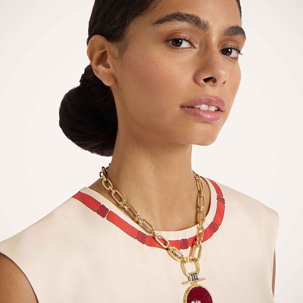  La Doublej Necklaces Women - Energy Necklace Solid Burgundy One Size 68% Brass 30% Polish 2% Crystal 