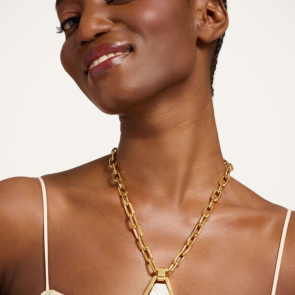  La Doublej Necklaces Women - Portal Necklace 24k Gold Plate & Howlite One Size 70% Brass 30% Howlite 