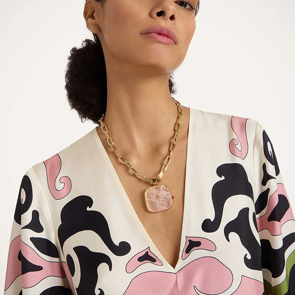  La Doublej Necklaces Women - Soul Pendant Necklace Pink Quartz Gold One Size 70% Brass 30% Pink Quartz 