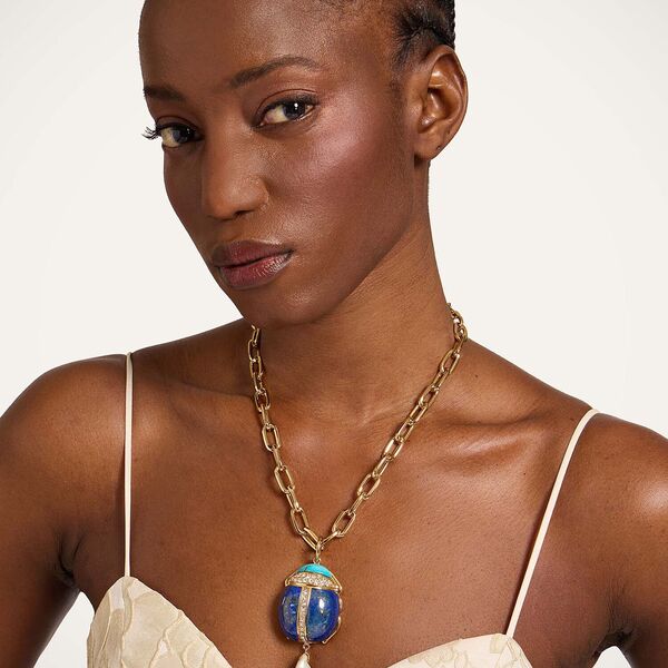  La Doublej Necklaces Women - Talismania Necklace 24k Gold Plate & Lapis Lazuli One Size 65% Brass 15% Lapislazzuli 10% Natural Pearl 5% Crystal 5% Blue Howlite 