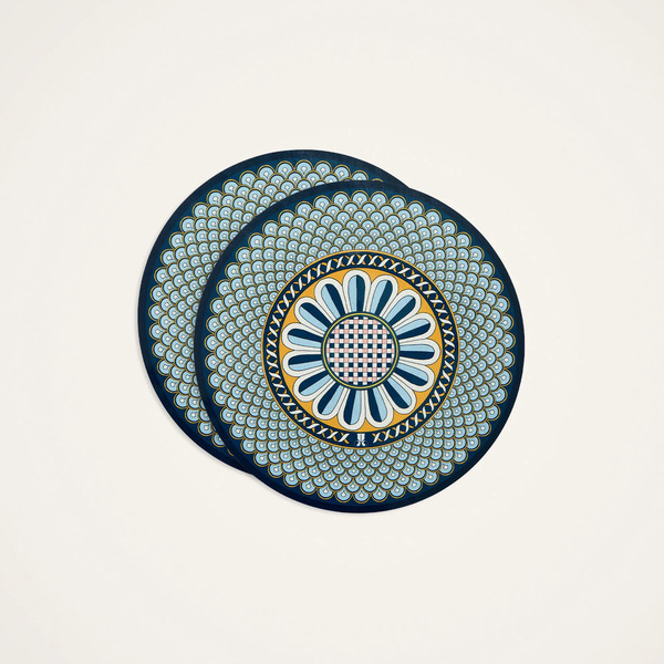  La Doublej Placemats & Runners Women - Disk Placemats Set Of 2 Napoli Midnight Blue One Size 83% Wood Fiber 12% Cork 5% Polyester 