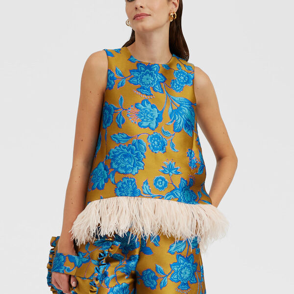  La Doublej Shirts & Tops Women - La Scala Top Hottie Turquoise L 86% Polyester 5% Metal 4% Silk 3% Polyammide 2% Ostrich Feathers 
