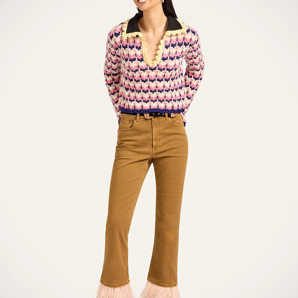  La Doublej Shorts & Pants Women - Fancy Crop Jeans Khaki 27 96% Cotton 2% Elastane 2% Ostrich Feathers 