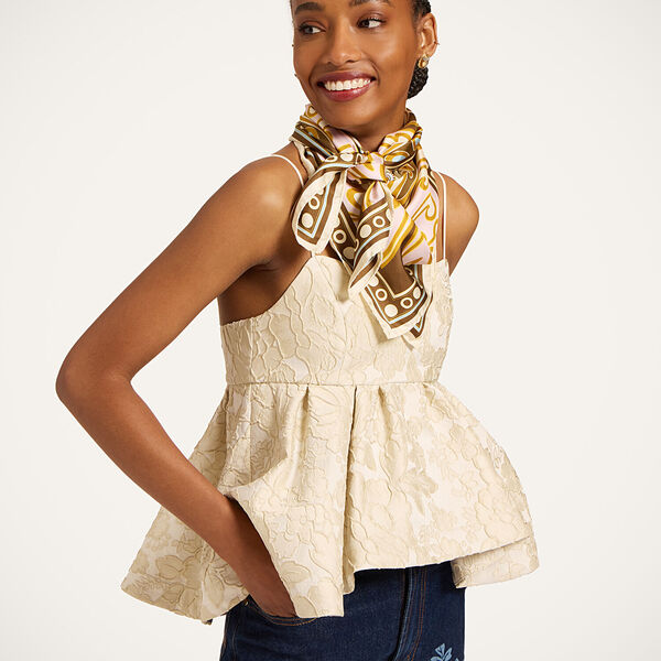  La Doublej Summer 2026 Collection: Vip Early Access Women - Foulard 90 Cocoon Placée Brown One Size 100% Silk 