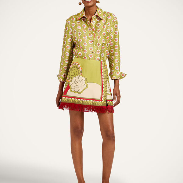  La Doublej Summer 2026 Collection: Vip Early Access Women - Mini Foulard Skirt Ambrosia Placée Green 40 100% Silk 