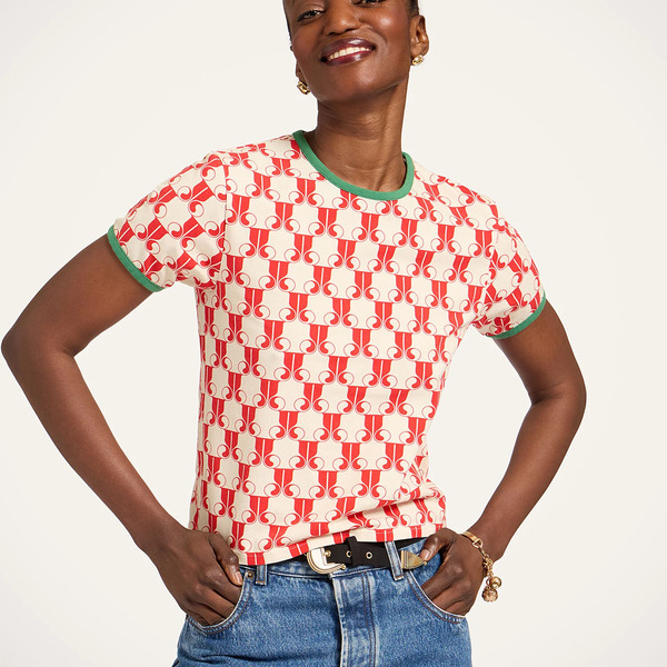  La Doublej T-shirts & Sweatshirts Women - The Cu-tee Crop La Doublej Monogram Red L 93% Cotton 7% Elastane 