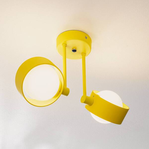  Argon Argon Plafón Mado De Acero, Amarillo, 2 Luces 