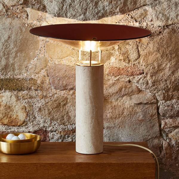  Carpyen Carpyen Lámpara Mesa Led Rebound Travertino Cuero Marrón 