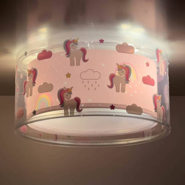  Dalber Plafón Infantil Dalber Unicorns, Rosa, 1 Luz 