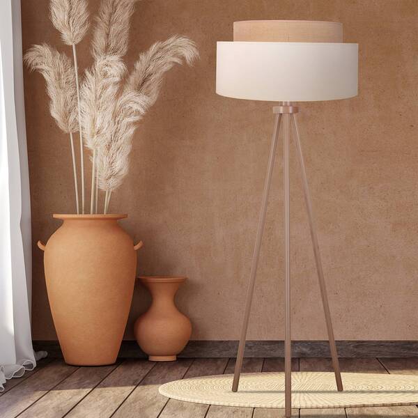  Duolla Duolla Lámpara De Pie Boho, Beige/marrón/madera, Tela/madera, 140 Cm 