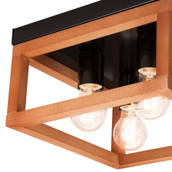  Envostar Envostar Phelan Plafón 4 Luces Madera/negro 