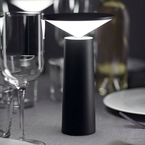 Leds-c4 Leds C4 Lámpara De Mesa Led Recargable Cocktail, Negro Altura 21,5 Cm 