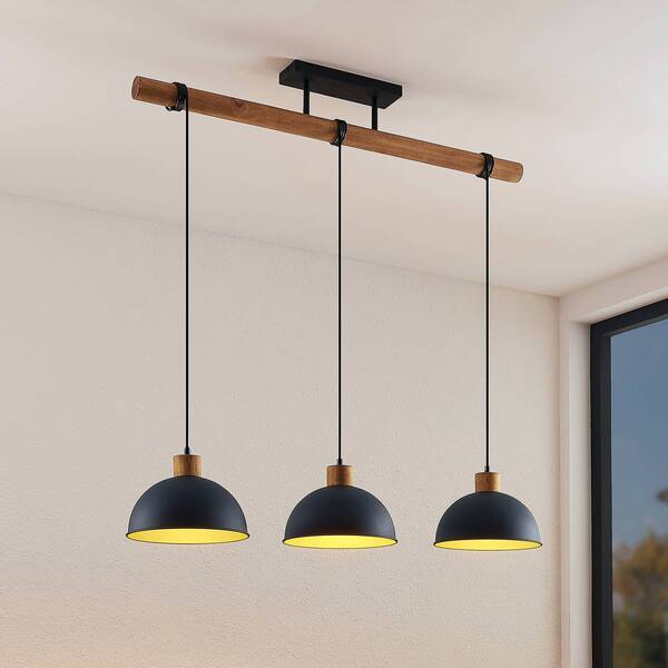  Lindby Lámpara Colgante Lindby Flurin, 3 Luces, 107 Cm, Negra, Metal 
