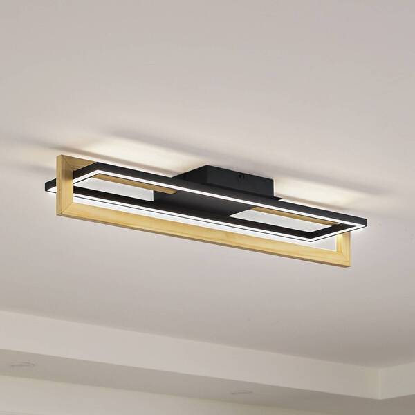  Lindby Plafón Led Lindby Holamu, 80 Cm, Madera 