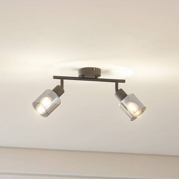  Lindby Plafón Netty De Lindby, 2 Luces, Gris, Cristal 