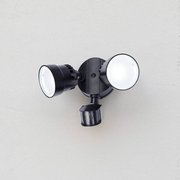  Lutec Lutec Foco Led Con Sensor Para Exterior Shrimp Ii, Negro, 12 W, 2 Lámparas, Ip44 