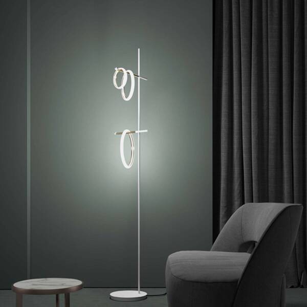  Marchetti Marchetti Ulaop Lámpara De Pie Led, Tres Ring, Blanco 