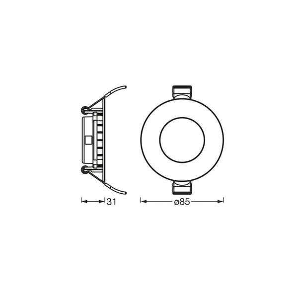  Osram Lámpara De Techo Led Empotrable Slim De Osram, ø 9 Cm, 6500 K, Blanco 