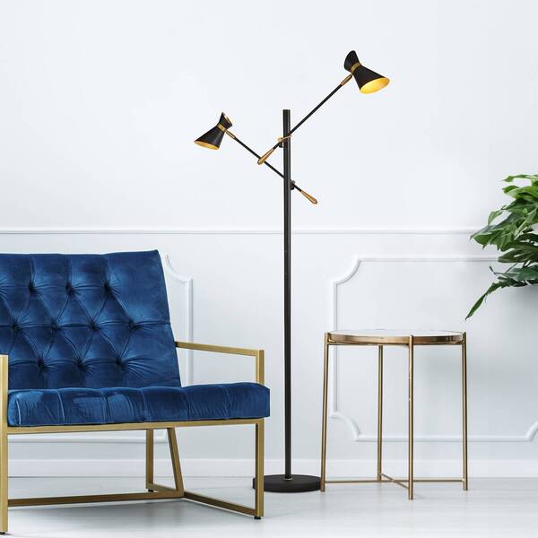  Searchlight Searchlight Diablo Lámpara De Pie Led, Negro/oro, Metal, Regulable 