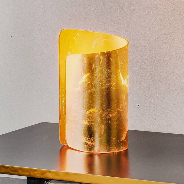  Selène Selène Lámpara De Mesa Papiro, Dorada 