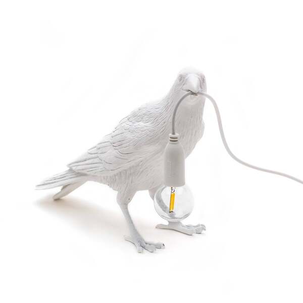  Seletti Seletti Bird Lamp Lámpara Decorativa Led, Espera, Blanco 