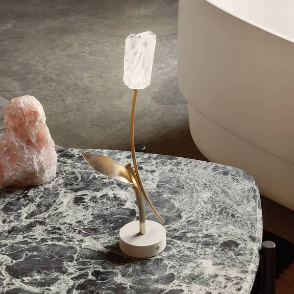  Slamp Slamp Lámpara De Mesa Led Recargable Tulip, Base Blanca 