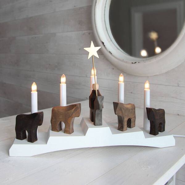  Star Trading Star Trading Candelabro Staffans Fålar, Marrón/blanco 